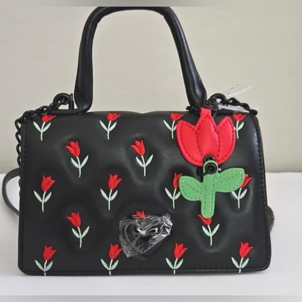 NWT Betsey Johnson Embroidered
Tulips Satchel Crossbody Bag